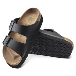 Birkenstock Arizona Platform Vegan - Birko Flor Black- Medium/Narrow -Birkenstock Shop 1018520 sole