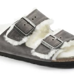 Birkenstock Arizona Shearling Sandals - Iron Natural- Medium/Narrow -Birkenstock Shop 1021067 detail 1