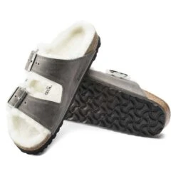 Birkenstock Arizona Shearling Sandals - Iron Natural- Medium/Narrow -Birkenstock Shop 1021067 sole