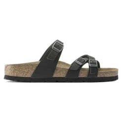 Birkenstock Women's Franca Oiled Leather Sandals- Black- Regular/Wide -Birkenstock Shop 1021203 side