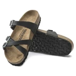 Birkenstock Women's Franca Oiled Leather Sandals- Black- Regular/Wide -Birkenstock Shop 1021203 sole