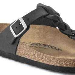 Birkenstock Gizeh Braid Suede Black Oil Leather- Regular/Wide -Birkenstock Shop 1021349 detail 1