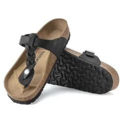 Birkenstock Gizeh Braid Suede Black Oil Leather- Regular/Wide -Birkenstock Shop 1021349 sole