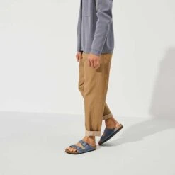 Birkenstock Arizona SFB Oil Leather Sandal - Dusty Blue - Regular/Wide -Birkenstock Shop 1022477 f look m