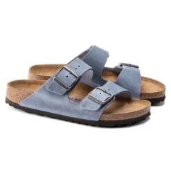 Birkenstock Arizona SFB Oil Leather Sandal - Dusty Blue - Regular/Wide -Birkenstock Shop 1022477 pair