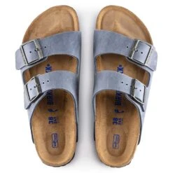 Birkenstock Arizona SFB Oil Leather Sandal - Dusty Blue - Regular/Wide -Birkenstock Shop 1022477 top