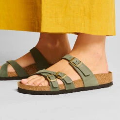 Birkenstock Women's Franca Nubuck Sandal - Thyme - Regular/Wide -Birkenstock Shop 1025725 f closeup f