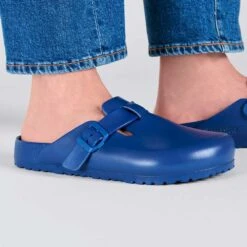 Birkenstock Women's Boston EVA Clog - Navy - Medium/Narrow -Birkenstock Shop 1026216 f closeup m