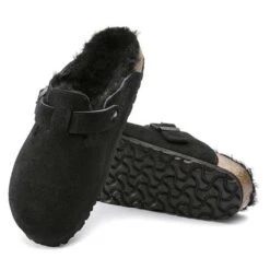 Birkenstock Boston Shearling Black Suede Leather- Regular/Wide -Birkenstock Shop 259883 sole 1