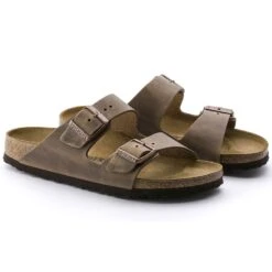 Birkenstock Arizona Cork Tobacco Brown Oiled Leather Sandal- Regular/Wide -Birkenstock Shop 352203 pair