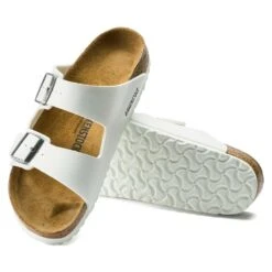 Birkenstock Women's Arizona Birko Flor Sandal- White- Medium/Narrow -Birkenstock Shop 552683 sole